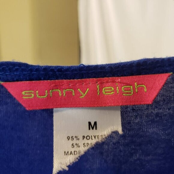 Sunny Leigh V Neck Long Sleeve Asymmetrical Blue Tunic Size M - Picture 4 of 4